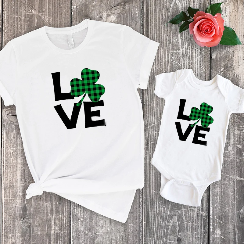

St Patricks Day Mommy and Me Shamrock Tshirt Irish Love Mommy and Daughter Matching Clothes St Patty's Day Baby Girl Tee