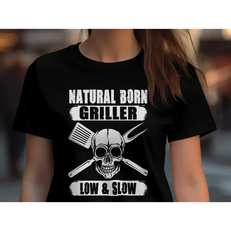 Фото Футболка Natural Born Griller для любителей барбекю, любителей медленного приготовления на гриле. №1