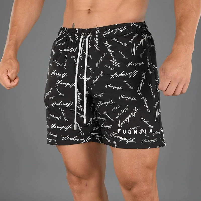 

2022 Summer Comfortable Shorts Men YOUNGLA Gym Shorts Thin Quick Dry Men Fitness Beach Short Pants Male Beach Training Bottoms
