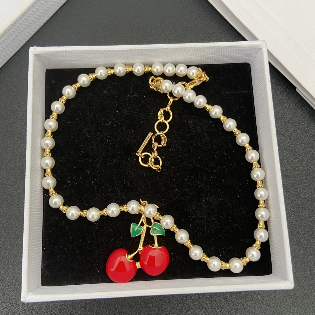 

European and American fashion strawberry cherry necklace