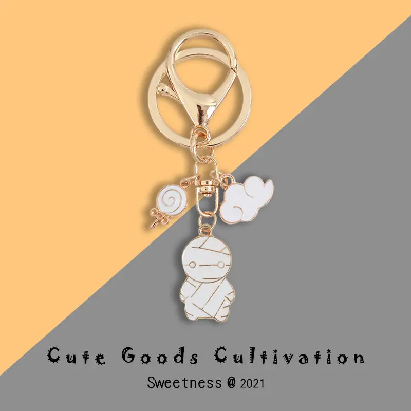

Small Mummy Keychain Bag Pendant Mobile Phone Rope Earphone Box Personality U Disk Decoration Key Ring for AirPods Bag Accessori