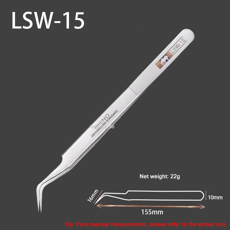 Японские удлиненные пинцеты серии RHINO LSW, прецизионные сверхтвердые острые пинцеты для ремонта часов, мобильных или обработки ювелирных изделий
