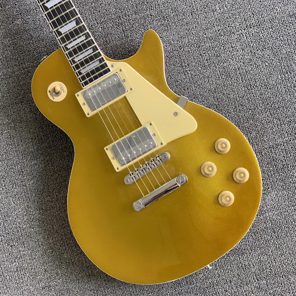 

Hot Sale Goldtop LP Electric Guitar Free Shipping Mahogany Body Chrome Hardware Cream Binding Guitars Guitarra