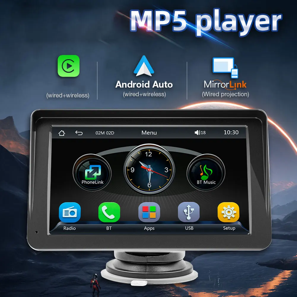 

Wireless Carplay Android Auto 7 Inch Car Radio Bluetooth-compatible FM Radio Reversing Camera Portable Car Stereo FM Transmitter