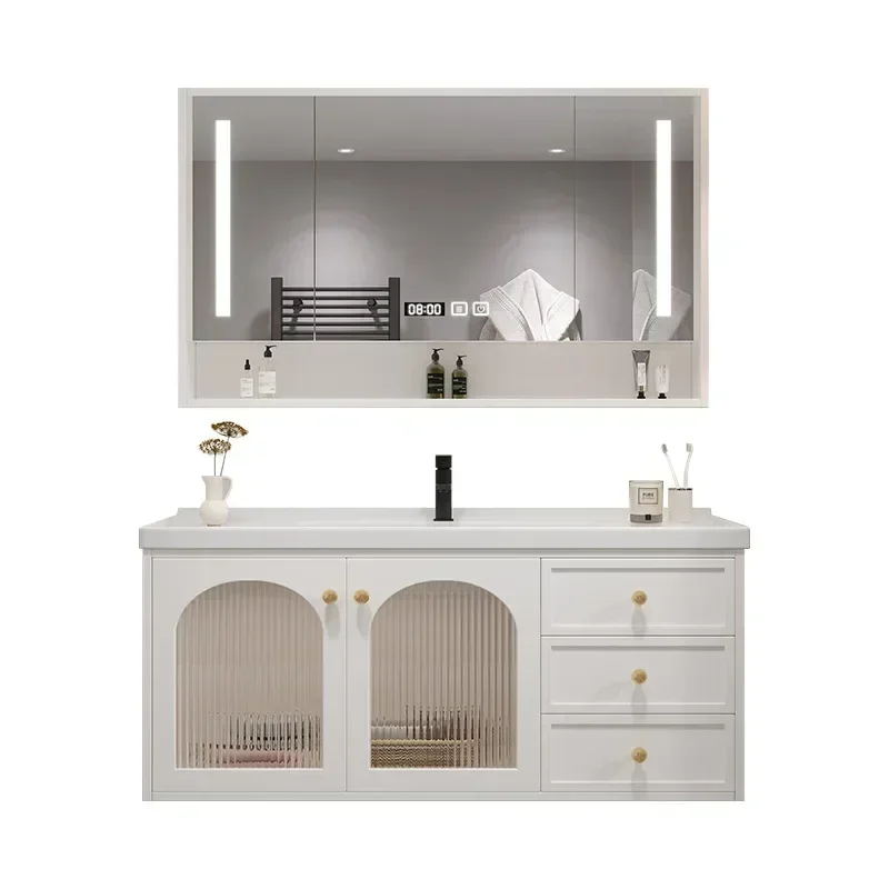 Зеркальный шкаф для ванной комнаты встроенная раковина из шиферной керамики