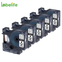 labelife 5pack 9mm 40913 black on white laminated labeling tape s0720680 for d1 40913 9mm x 7m compatible for dymo labeler