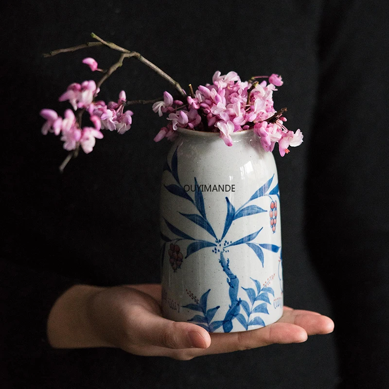

Керамические вазы ручной росписи для цветов, офисный декор, аксессуары для украшения дома, фарфоровая ваза для цветов