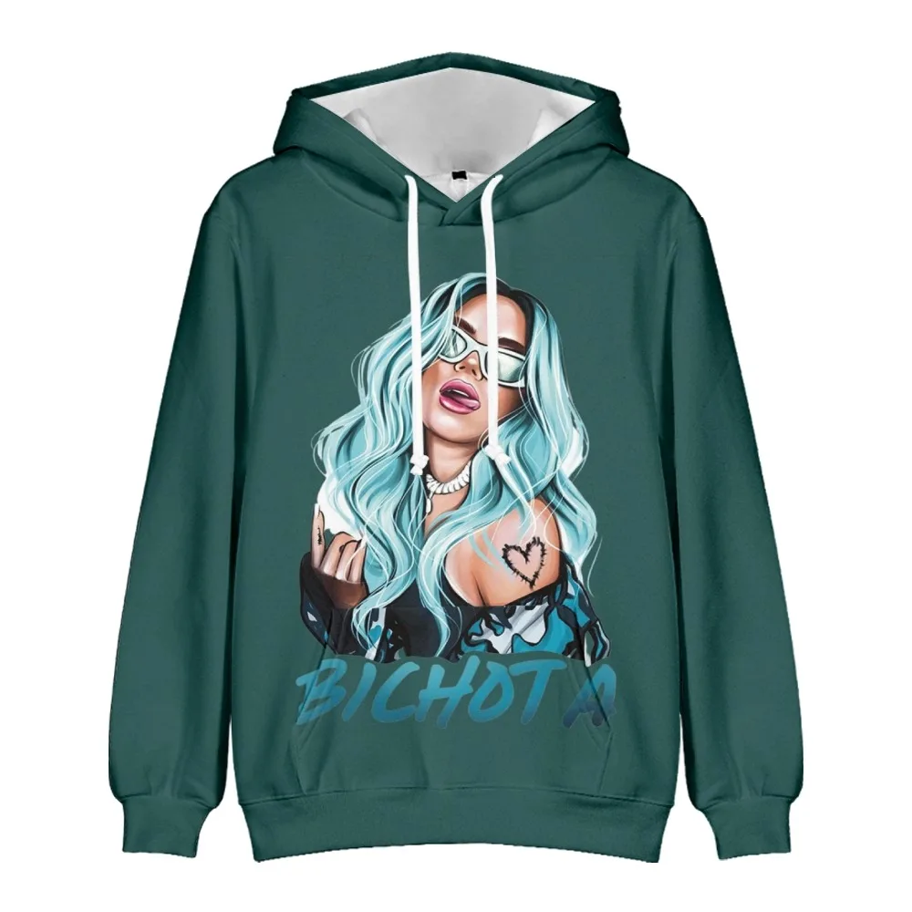 

Толстовка Karol G Bichota Merch унисекс толстовка с длинным рукавом женская мужская толстовка с капюшоном регги Рэпер Хип-хоп одежда 3D рэпера