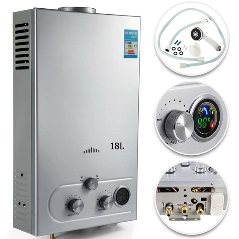 

18L Water Heater Natural Gas Tankless Hot Water Heater Methane Instant Boiler 4.8GPM Stainless Steel