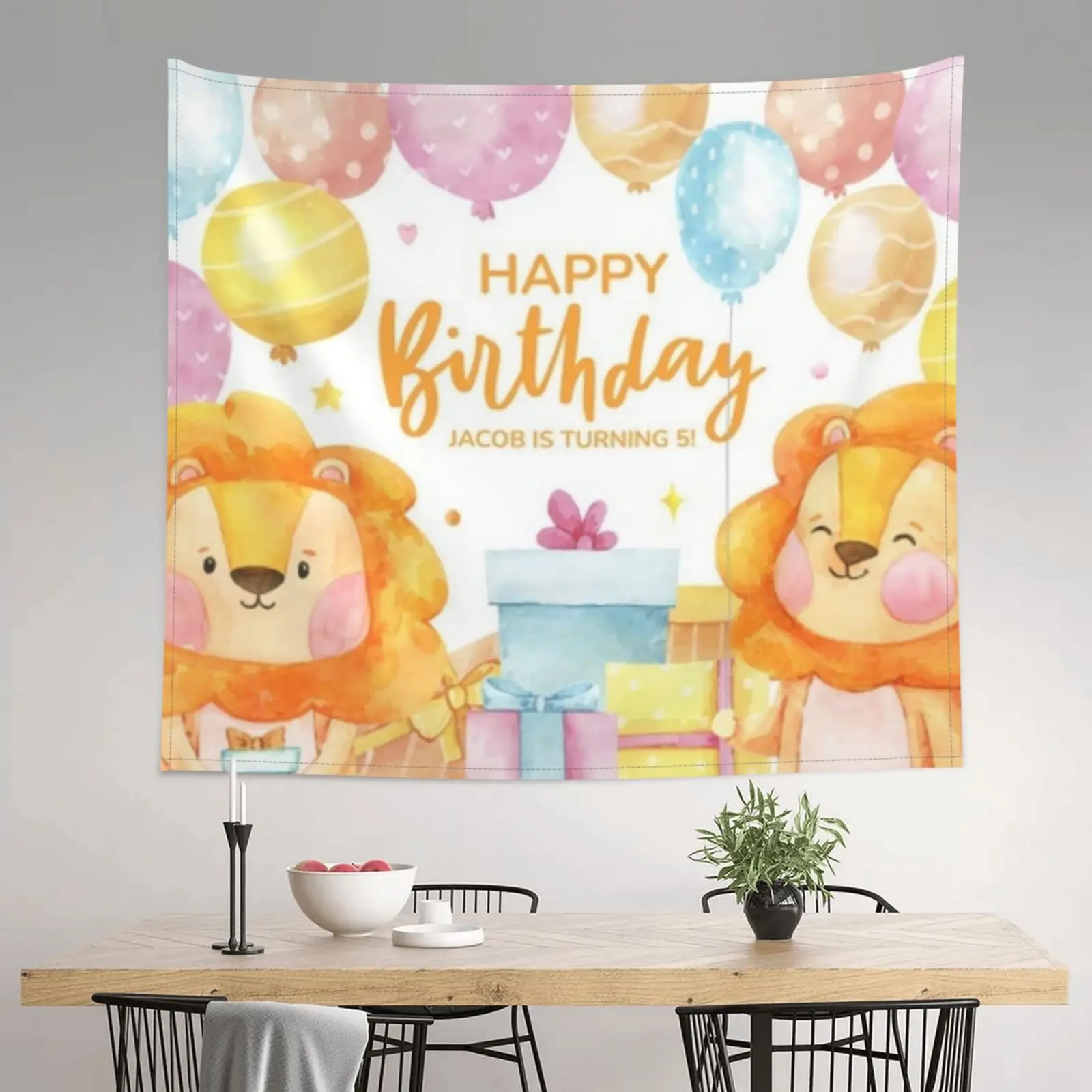 

Happy Birthday 60 x 51 inch Tapestry Birthday Decoration Hanging Birthday Decor