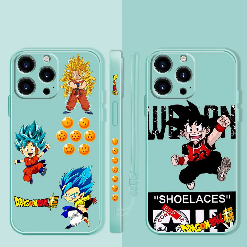 

Fashion Goku Liquid Case For iPhone 13 12 11 Pro XS Max Mini XR X 14 7 8 6 Plus SE SE2 Phone Funda Dragon Ball Cover Coque