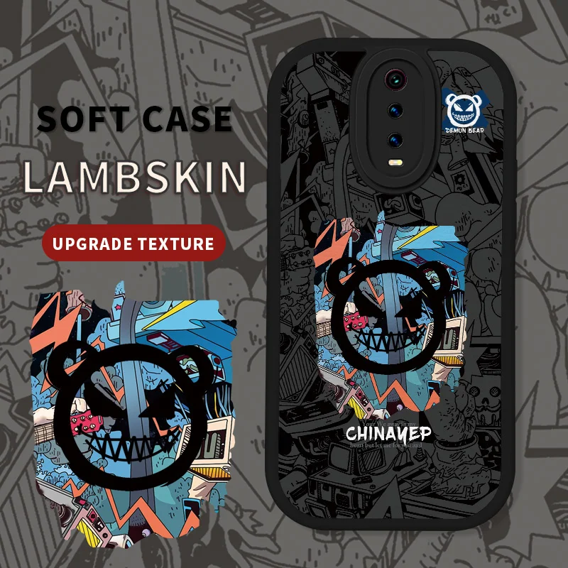

Doodle Devil Lambskin PU Leather Case for Xiaomi Redmi K20 Pro Premium 9T K40 Pro Plus Ultra 11i 2021 11X Pro Poco F3 Silicon