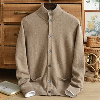 winter new thickened knitted sweater jacket mens middle aged turtleneck cardigan pure cashmere button super warm thick needle