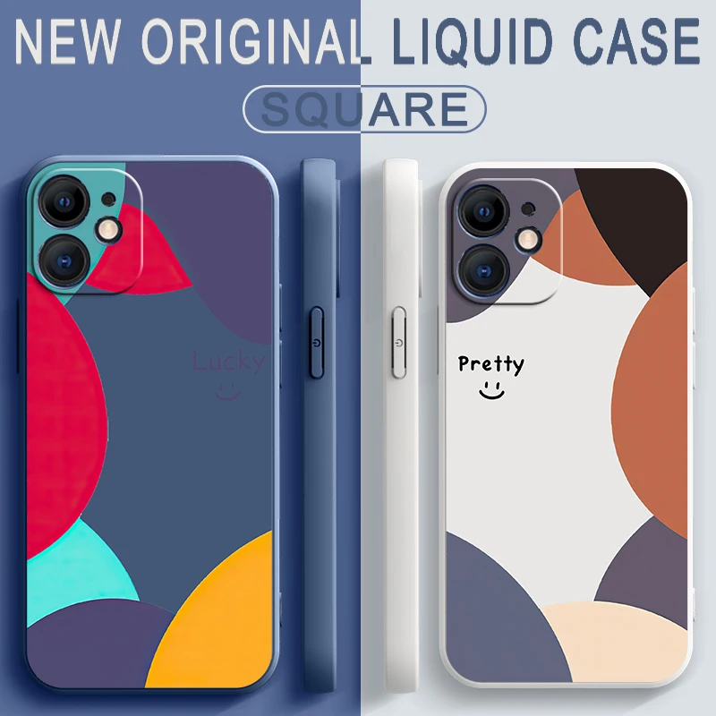 

Official INS Watercolor Cases For iPhone 12 13 11 Mini Pro XR X XS Max For 6 6s 7 8 Plus Liquid Silicone Phone Funda Couqe Capas