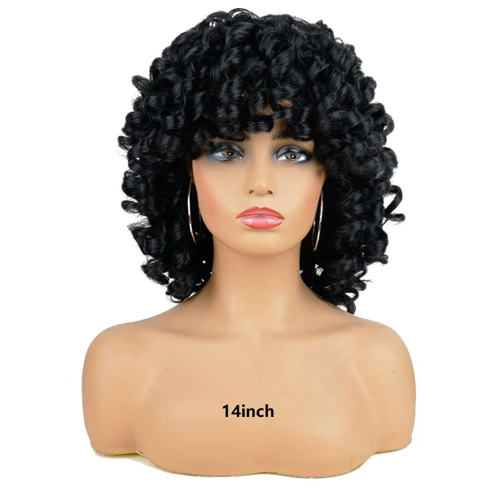 Афро-кудрявый Синтетический Парик Для Чернокожих Женщин Короткие Волнистые