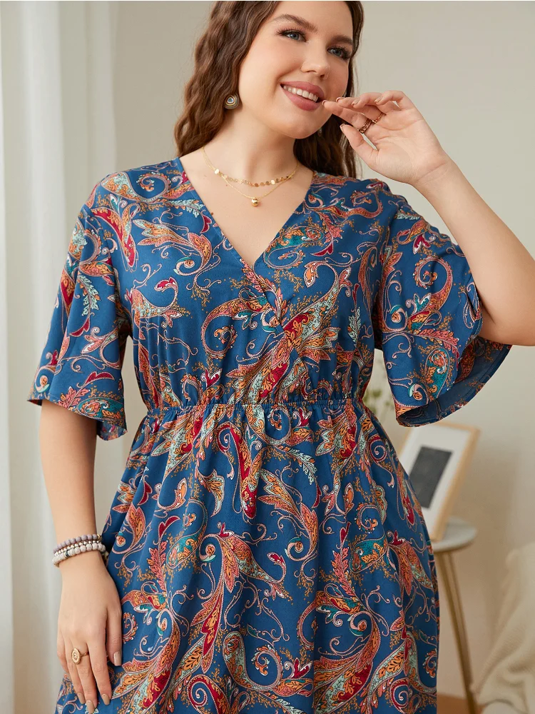 Oversized women's clothing new product popular loose fitting fashionable printed dress womens plus size summer dresses
