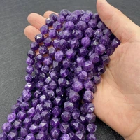 natural stone amethyst faceted beads 8 10mm charm jewelry diy mens and womens aura necklace bracelet earrings accessories