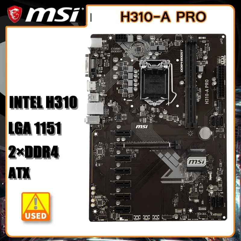 Материнская плата MSI H310-A PRO LGA 1151, материнская плата Intel H310 2 × DDR4 32 Гб PCI-E 3,0 USB3.1 HDMI ATX для процессора 8-го поколения i7/i5/i3
