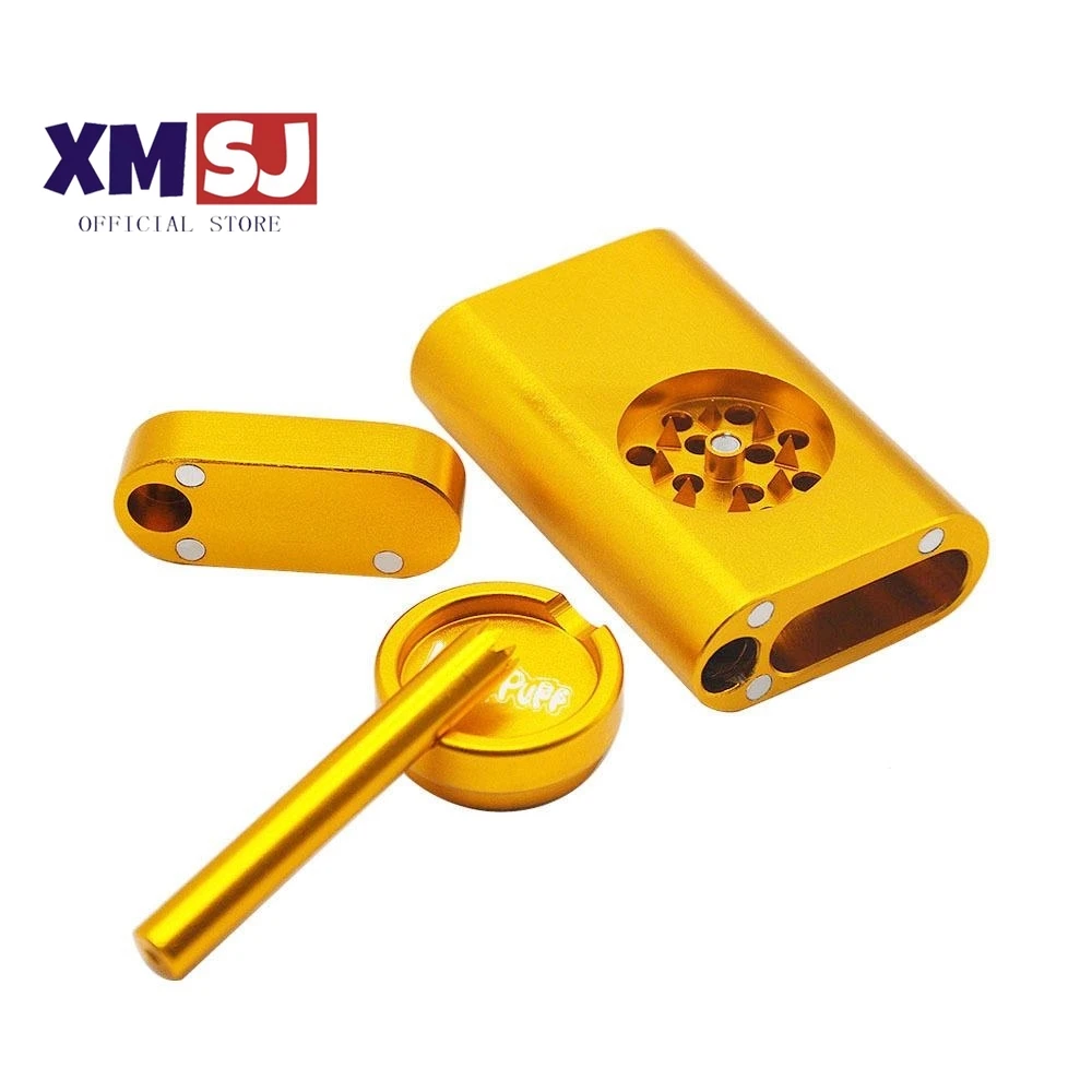 

Pipes Magnetic Aluminum Metal Grass Grinder Cigarette Cases Storage + Grinder + Pipe Multifunctional Lighter Accessories