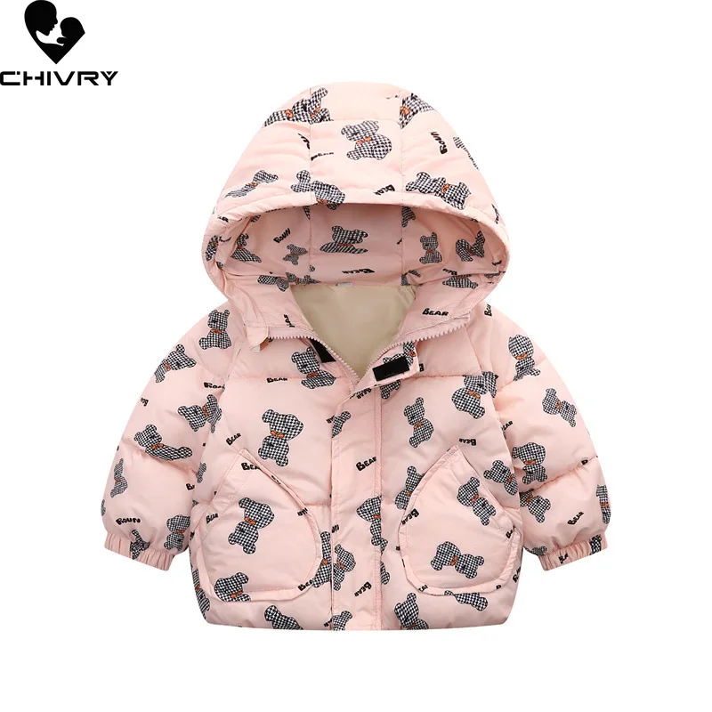 

Kids Winter Cotton Jacket Outerwear Toddler Boys Girls Cute Cartoon Hooded Thick Warm Parka Coat Children Down Jackets Clothes