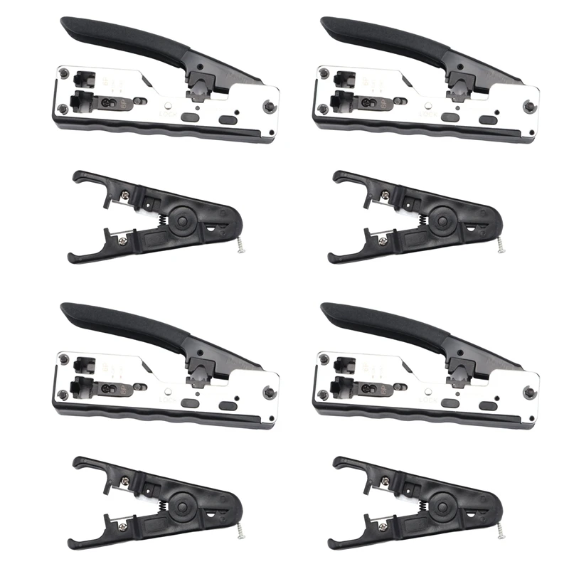 

4X Combo Network Rj45 Tool Telecom Crimping Crimper For Rj45 Cat7 Cat6a Cat6 Cat5 Rj11 Rj12 Metal Clips Pliers Tools