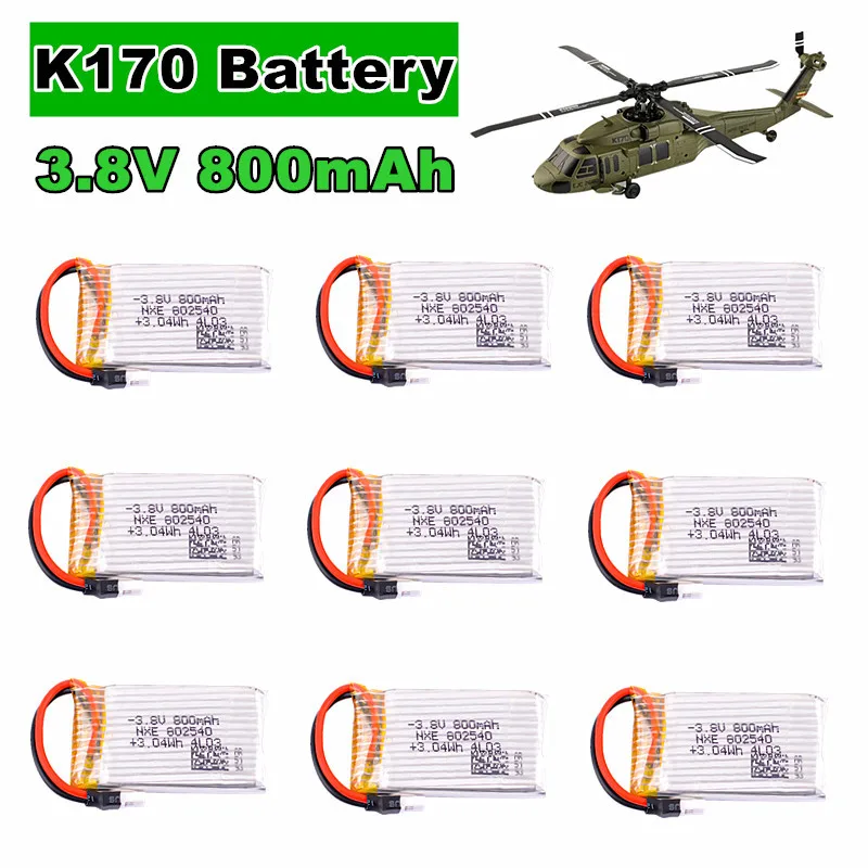 Фото Аккумулятор LiPo 3.8V 800mAh для радиоуправляемых вертолетов Wltoys XK K170 K160 K270, оригинальные запчасти, аксессуары K170-0007 №1