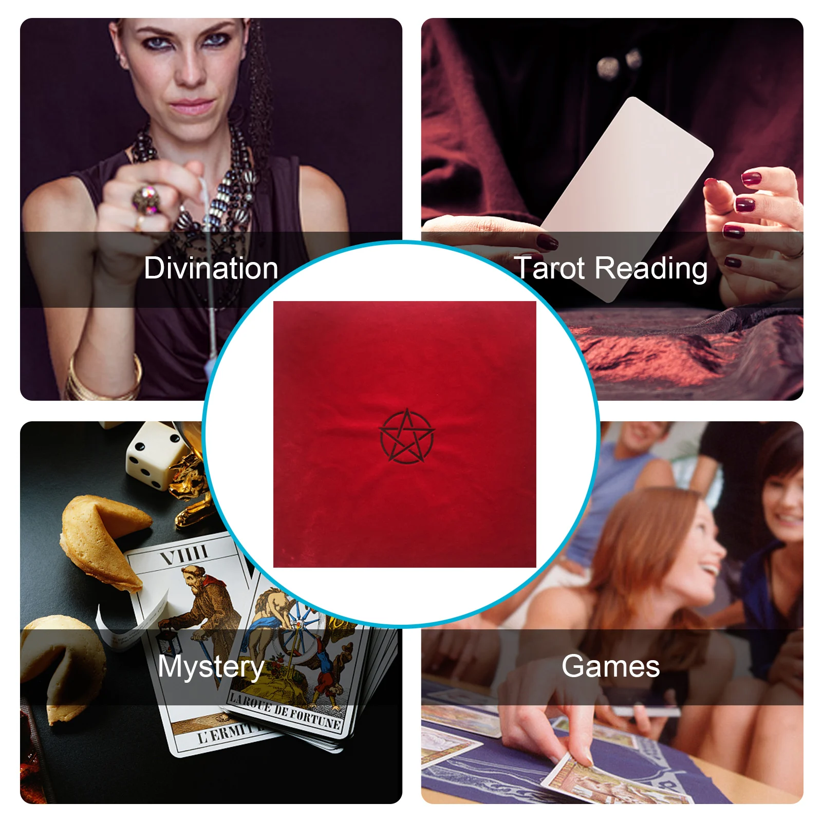 Покрывало для стола Pentagram Tarot с сумкой из бархата, изготовленное из ткани для карт Таро, используемой для дивинации и астрологии, для настольной игры и развлечения.