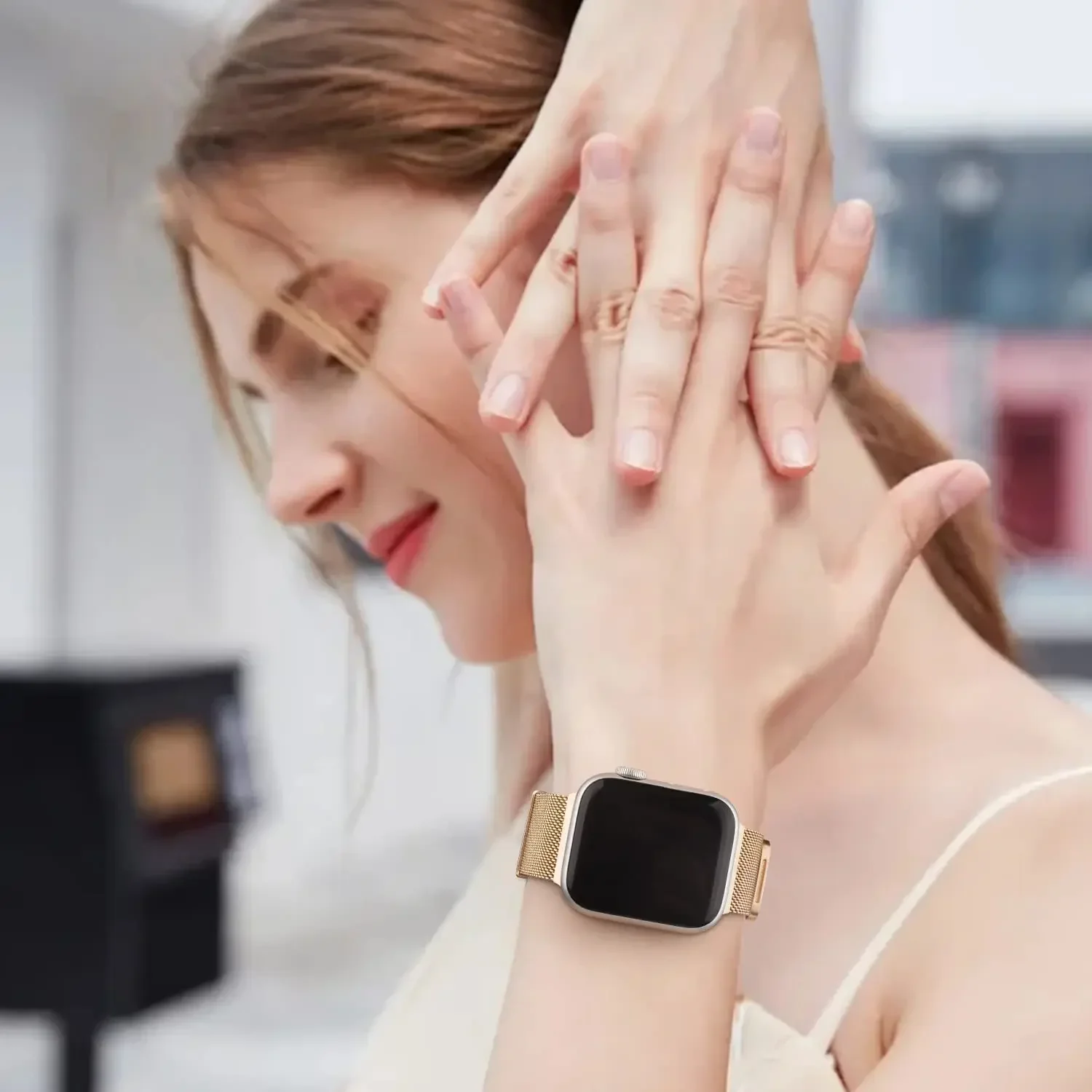 Миланский ремешок для Apple Watch Band Ultra 2 49 мм 46 44 40 45 41 Браслет iWatch Series 10 9 6 5 SE 7 8 Ремешок