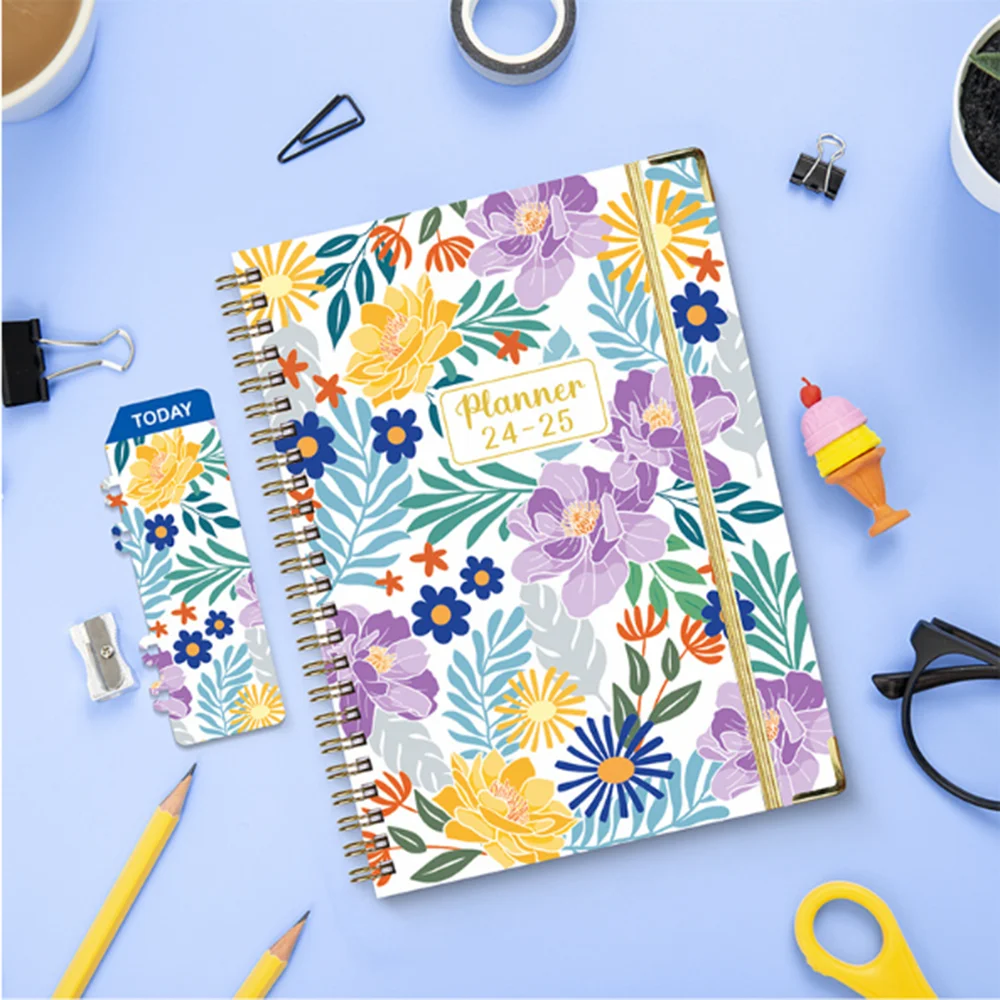 Яркий цветочный дневник английский блокнот 2024-2025 план еженедельный ежемесячный