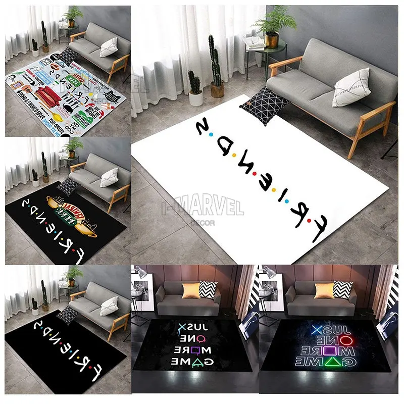 

3D Printed Friends TV Show Flannel Carpets Alphabet Game Pattern Interesting Children's Crawling Play Mats Decorative Aesthetics