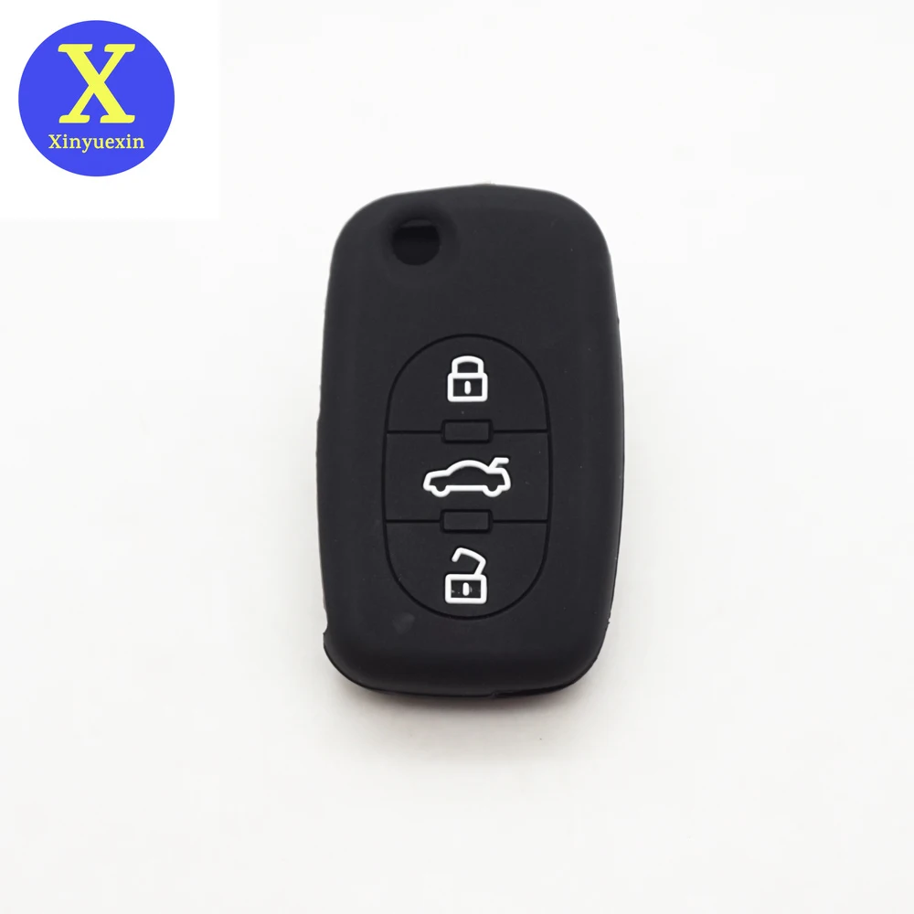 

Xinyuexin Silicone Car Key Cover Case For Audi A2 A3 S3 A4 S4 A6 S6 RS6 A8 Tt Allroad 3 Button Folding Remote Holder Skin Jacket