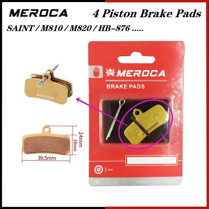 

MEROCA 4 Piston Mtb Bike Hydraulic Brake Pads For Saint M810 M820 Zeem640 Cycling Bicycle Parts Copper-based Metal Brake Pads