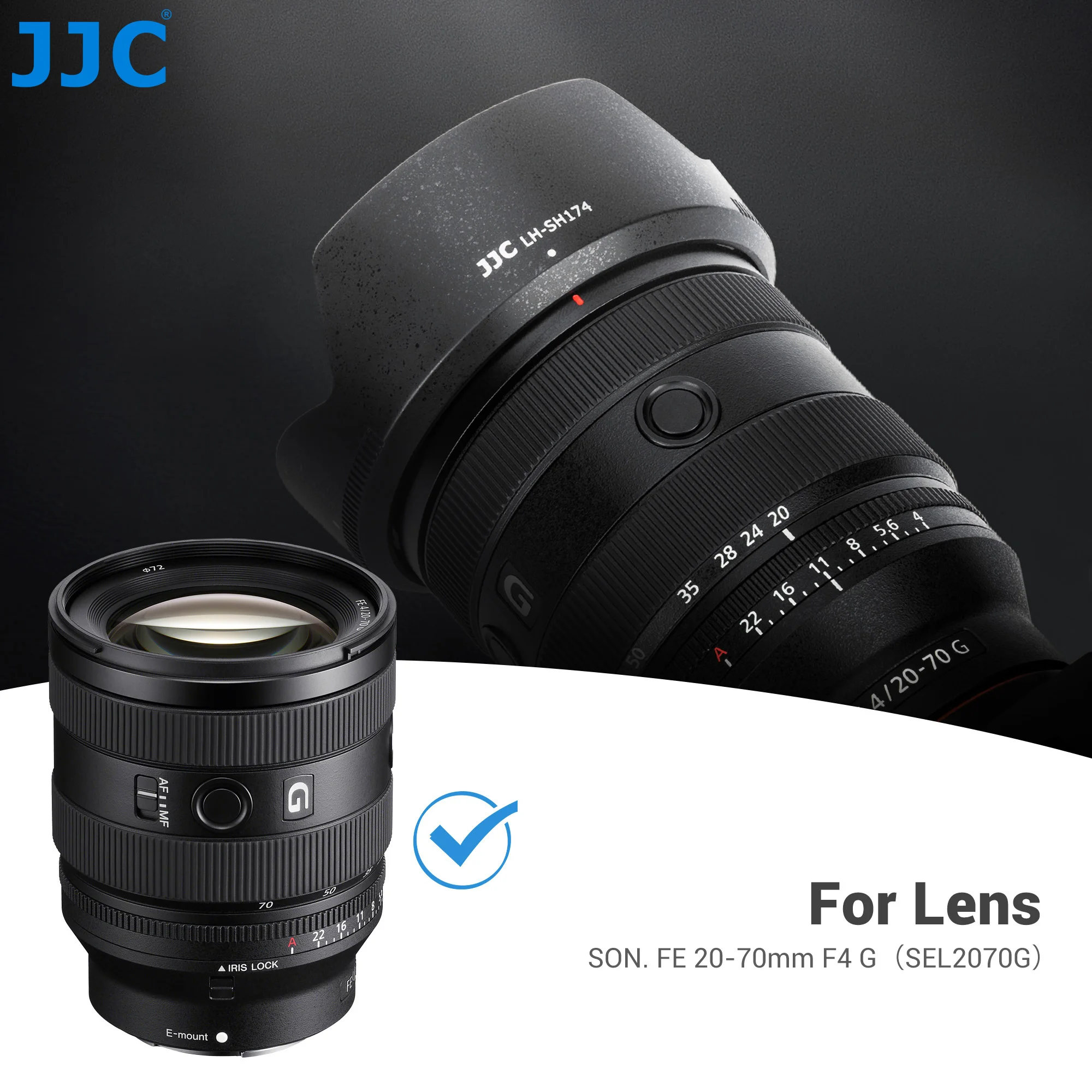 Фото Реверсивная бленда JJC с цветком для объектива Sony FE 20-70 мм F4 G заменяет бленду Sony ALC-SH174 с фильтром 72 мм №4