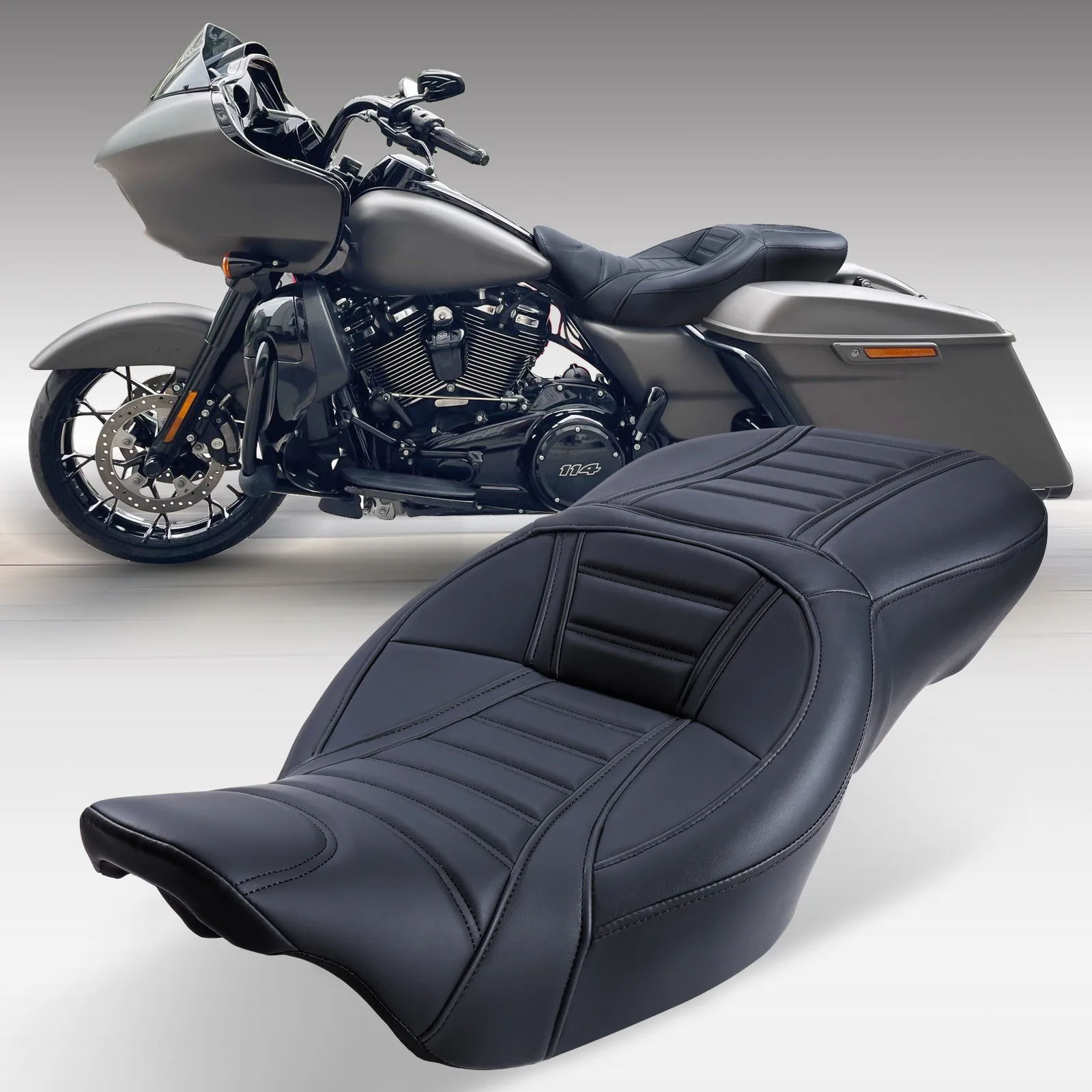 

Motorcycle Touring Seat Rider Cushion Rally Tuck for Harley Touring Road King Street Glide Road Glide Electra Glide 2009-2021