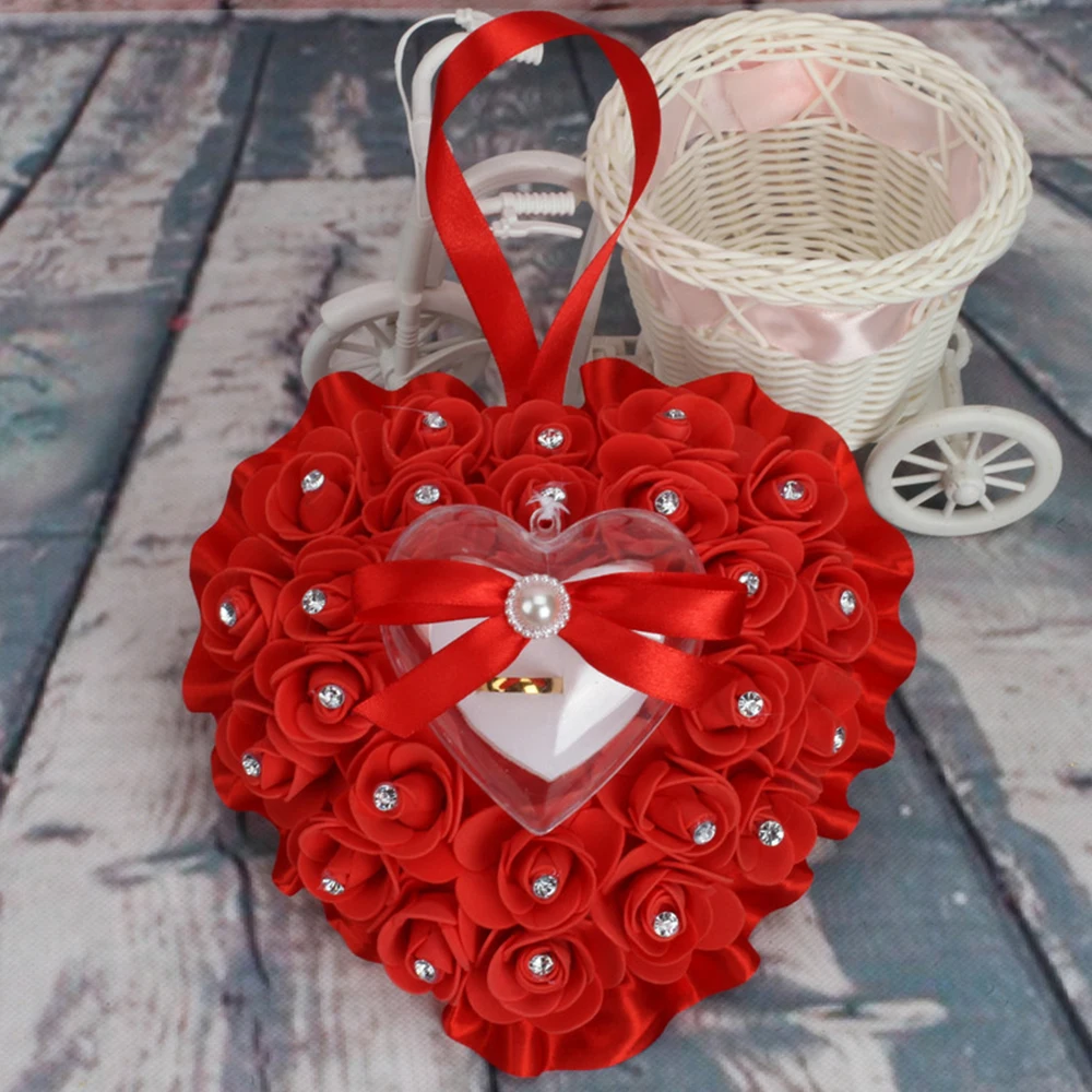 Valentine's Day Heart-shape Rose Flowers Jewelry Box Storage Organizer Packaging Case Portable Ring Jewellery Gift |