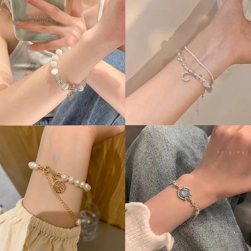 

Star And Moon Crystal Beaded Boudoir Bracelet Female Student Temperament Female Hand Catenary Birthday Gift