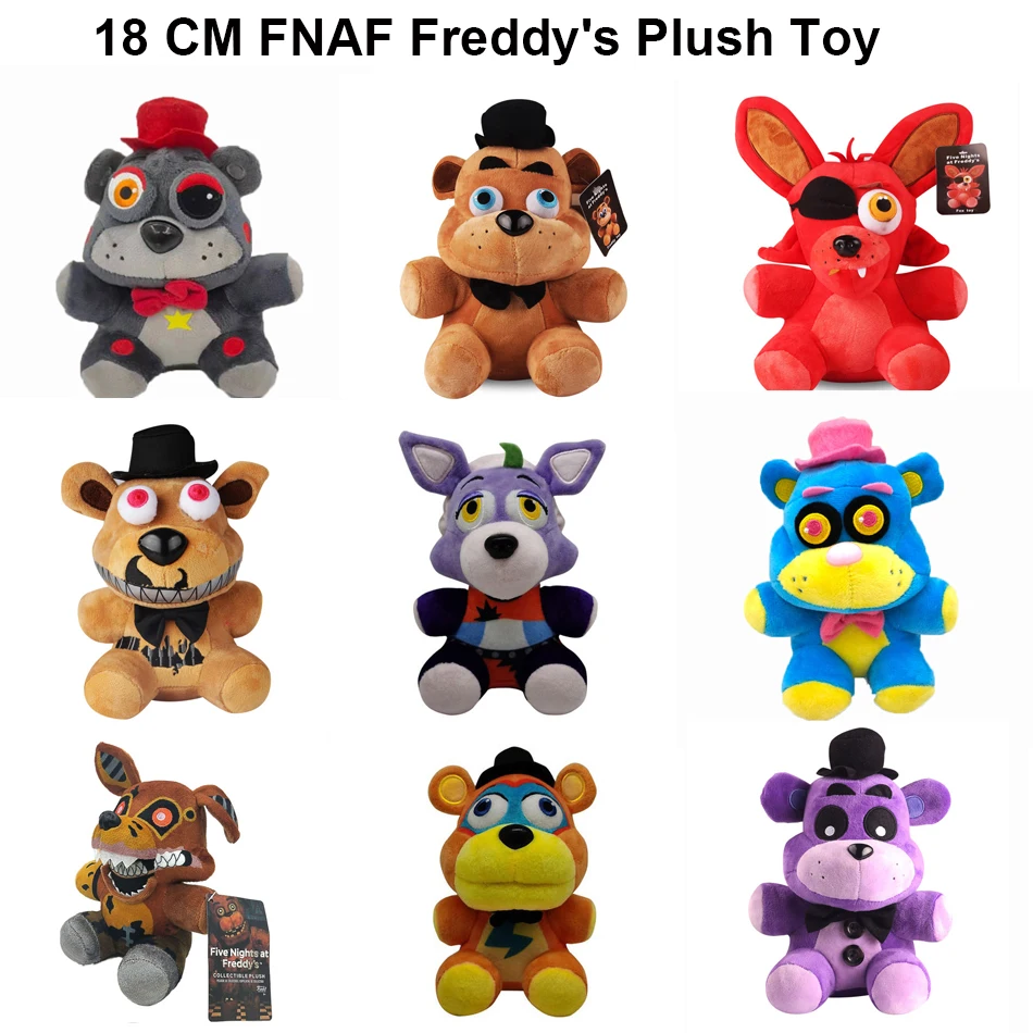 

18cm FNAF Plush Toys Kawaii Freddys Animal Foxy Bonnie Bear Ribbit Stuffed Plush Toys In Stock Plush ​Birthday Gift for Kids