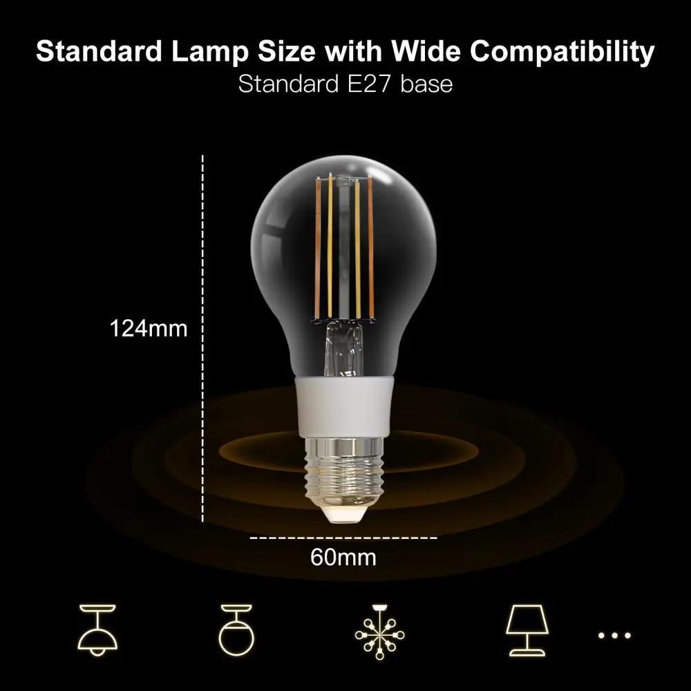 

Умная лампа накаливания с Wi-Fi, E27, 90-250 В, 7 Вт