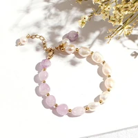 trendy charm bracelet adjustable sweet faux amethyst imitation pearls chic bangle women bracelet