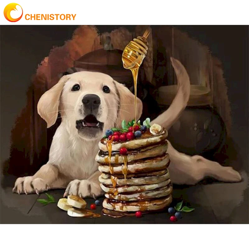 

CHENISTORY Painting By Numbers Animal Paints By Numbers Dog Landscape Abtract Decor Wall Picture Adults Drawing With Frame