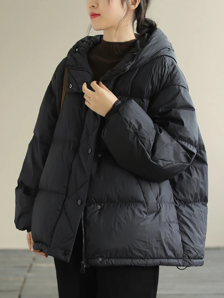 Winter New Literary style Ladies Down jacket 2023 Casual hooded white duck down Down Jacket Women lightweight Down jacket Female