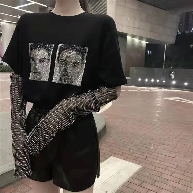 Черные стразы готические повседневные манжеты женские эмо альт Harajuku панк