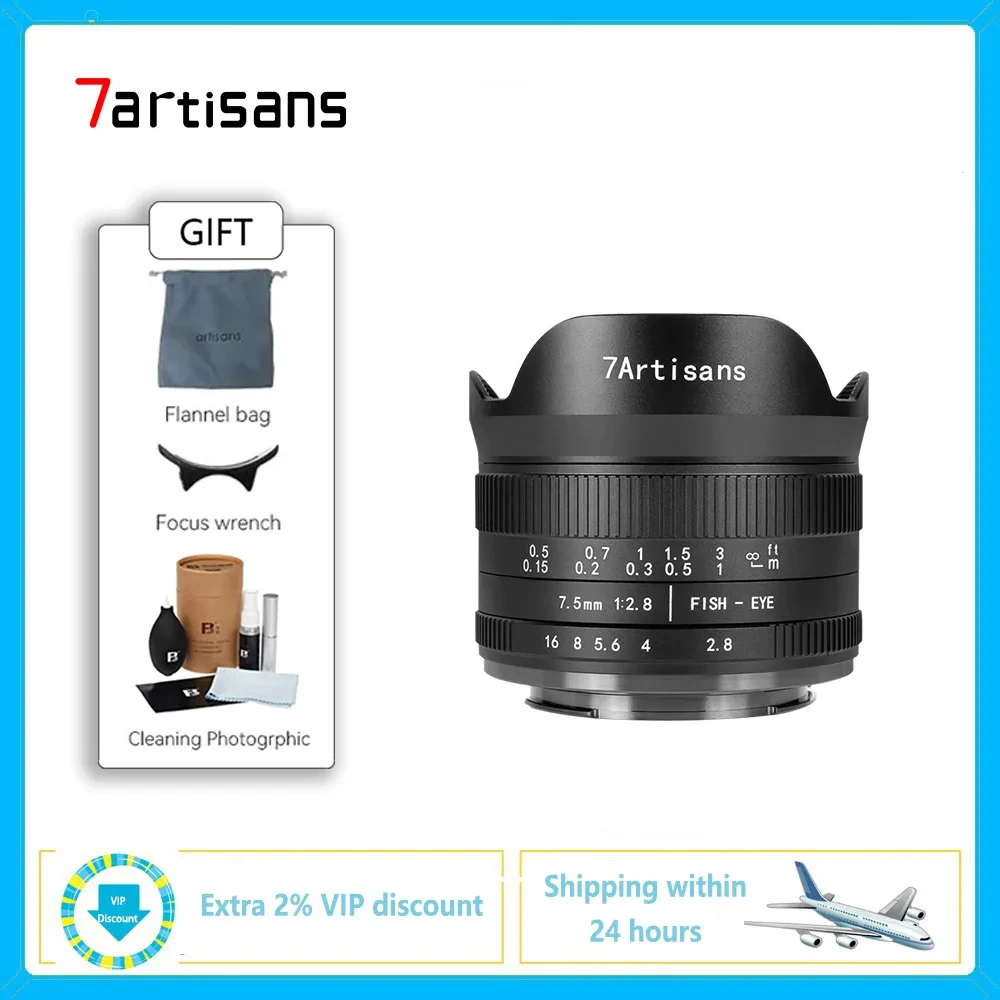 7artisans 7artisans 7,5 мм F2.8 II ультраширокоугольный объектив «рыбий глаз» для Sony E Fuji XF Nikon Z Micro M4/3 Canon EOS-M M50 Canon RF