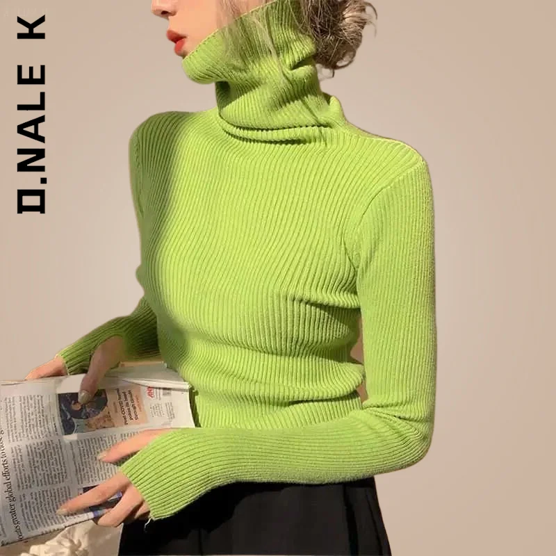 

Свитер Женский вязаный облегающий с высоким воротом, в стиле Харадзюку