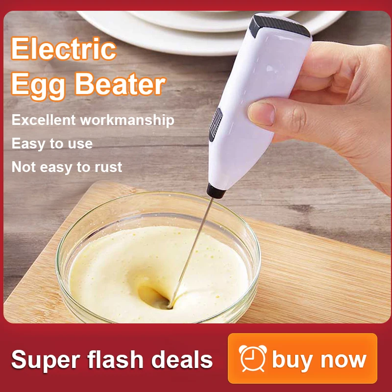 

Electric Handheld Egg Beater Household Kitchen Mini Stainless Steel Coffee Milk Tea Blender Beat up the Cream Stirring