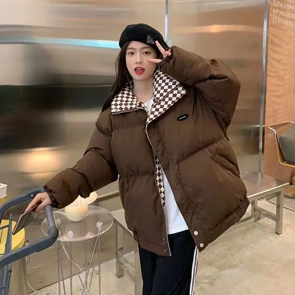 2022 Winter Down Cotton Jacket Men Zipper Loose Padded Coat Female Solid Thickening Warm Puffer Parkas Jackets Black White