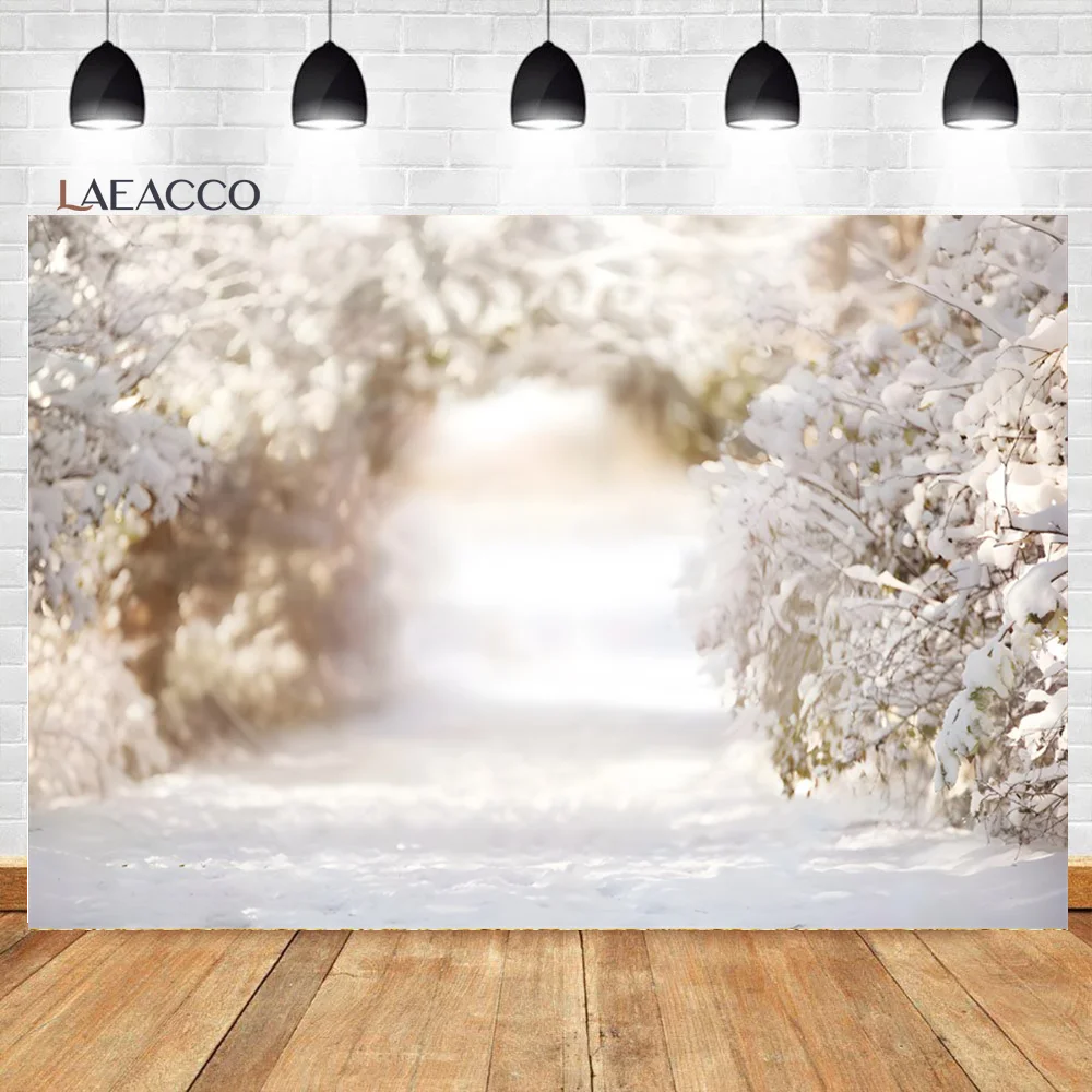 

Laeacco Winter Forest Wonderland Photo Backdrop White Snowflake Scene Pine Tree Birthday Wedding Portrait Photography Background