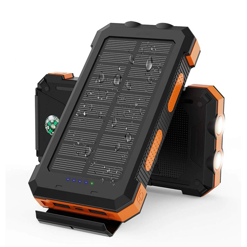 łączność mobilna na energię słoneczną 10000 mAh z kompasem do telefonu komórkowego