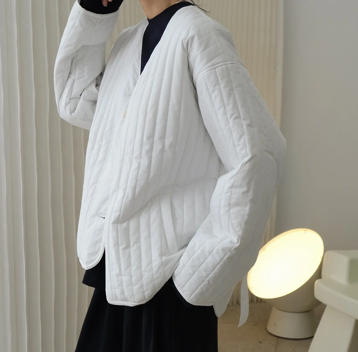 2022 Woman Winter Coat And Jackets New Korea Style Simple Lazy Warm V-Neck Profile Loose Comfortable Short Thick Parka