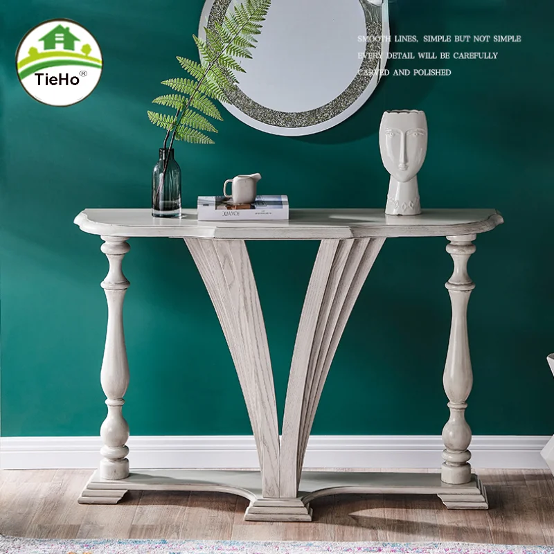 

Luxury Living Room Entrance Console Table Semicircle Solid Wood Corridor Side Table Modern Minimalist Wood Table Home Furniture